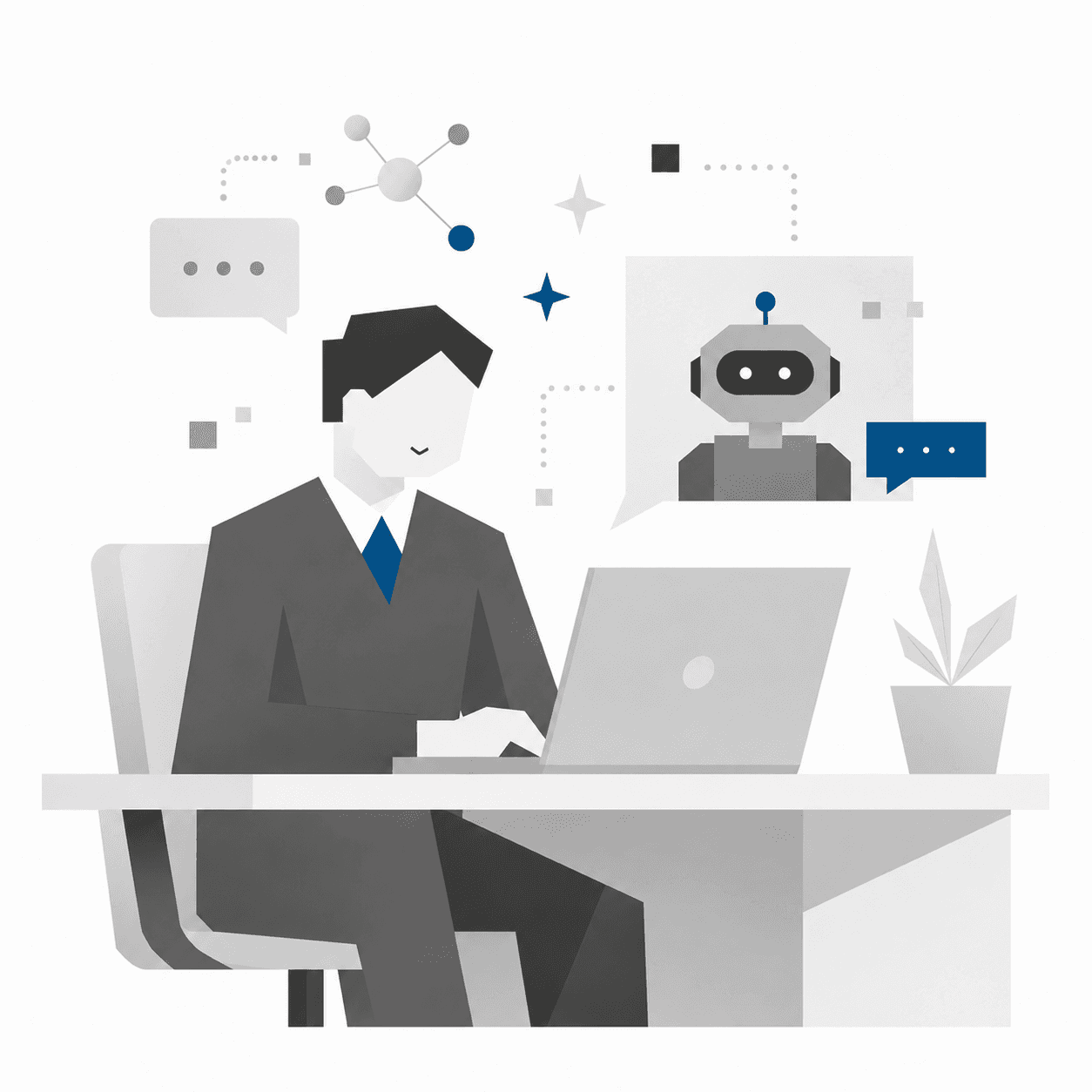 Illustration of AI assisting a researcher with a KAKENHI proposal