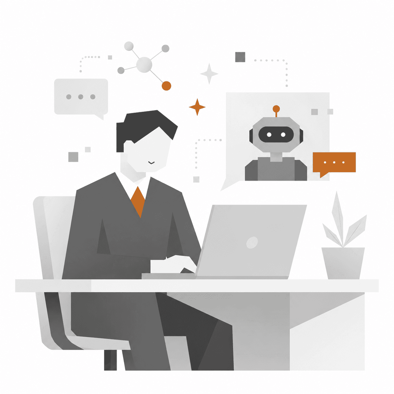 AI と研究者が科研費の研究計画調書作成を支援するイラスト